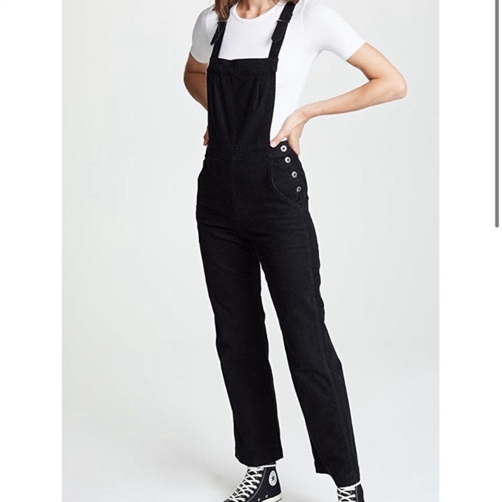 Adriano Goldschmied AG Gwendolyn Utility Overalls Corduroy Women’s Black Size XL - Picture 3 of 10